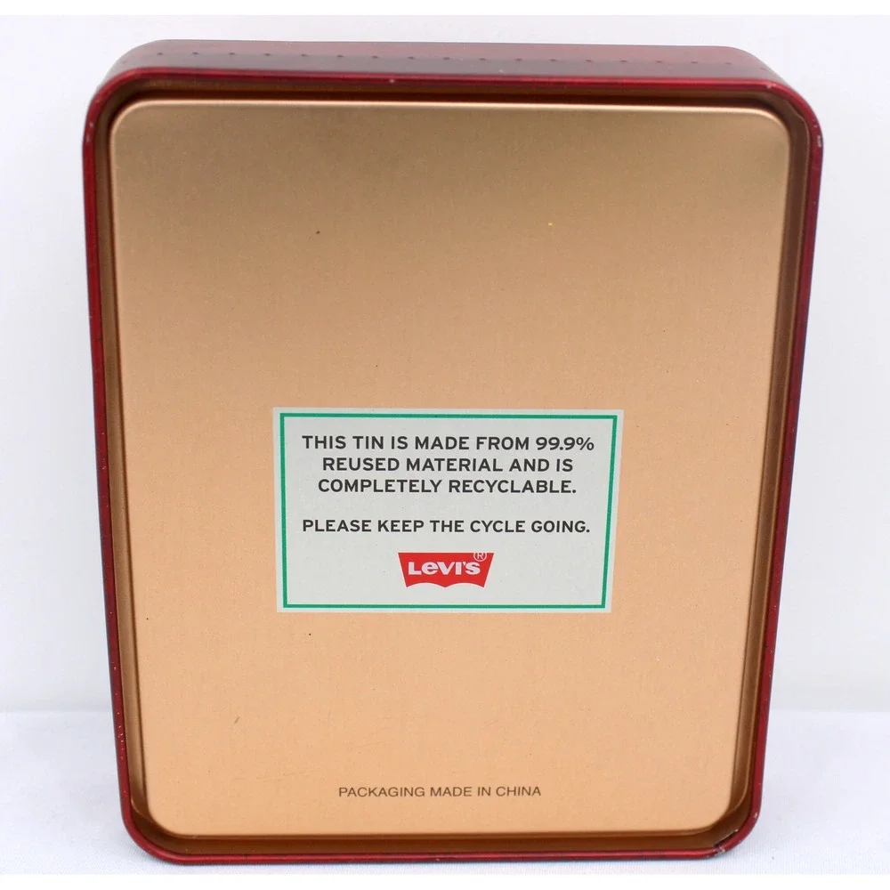 Levi's Men's Bifold Wallet Brown Faux Leather with Gift Tin